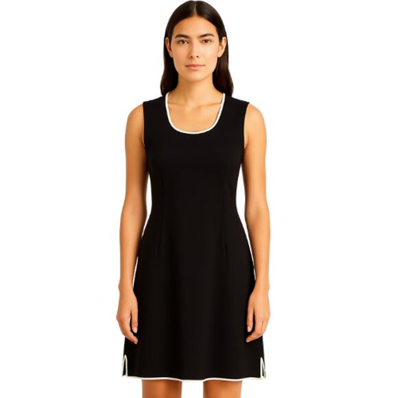 BCBGMaxAzria Sheath Dress in Black and Cream – NWT Size Large - Picture 1 of 2